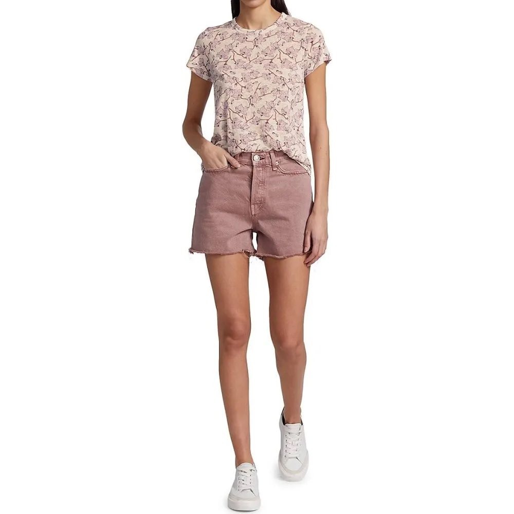 Rag & Bone Maya High-Rise Shorty Short Light Plum Organic Cotton Size 27